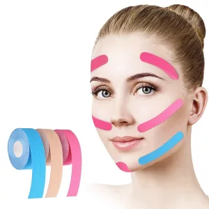 nastro kinesiologico per il viso, nastro per viso e collo, nastro per le rughe