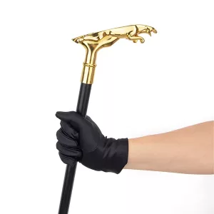 Bastone Decorato con Impugnatura Leopardo Oro