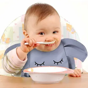 Bavaglini Impermeabili per Bambini con Tasca Cattura Cibo