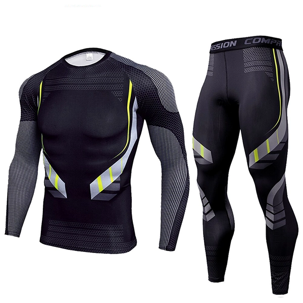set a compressione, abbigliamento sportivo da palestra, abbigliamento sportivo da uomo, rashguard, pantaloni a compressione, maniche lunghe da uomo