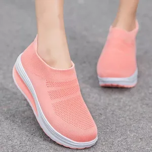 sneakers da donna, sneakers slip on, sneakers con suola spessa, sneakers in rete, scarpe vulcanizzate
