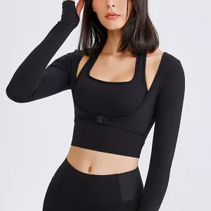 crop top, t-shirt a maniche lunghe, top sportivo, top da donna, t-shirt da palestra, t-shirt sportiva da donna, t-shirt da allenamento
