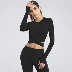 top corto, maglietta a maniche lunghe, top da palestra, maglietta da palestra, maglietta sportiva, top da yoga, maglietta da yoga, maglietta da yoga a maniche lunghe