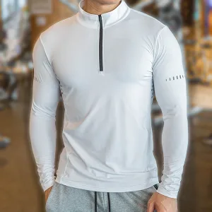 camicia a maniche lunghe, camicia a compressione, camicia da palestra, camicia da corsa, camicia ad asciugatura rapida, camicia sportiva da uomo, camicia con zip