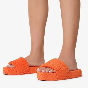Ciabatte a Dita Aperte in Plush con Suola Spessa