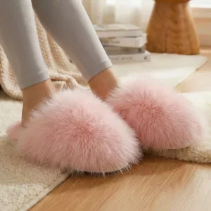 Pantofole in pelliccia calda invernale Scarpe morbide e soffici per la casa