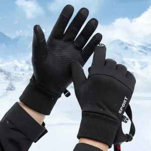 Guanti invernali caldi imbottiti impermeabili con fodera in pile compatibili con touch screen per sport all'aperto