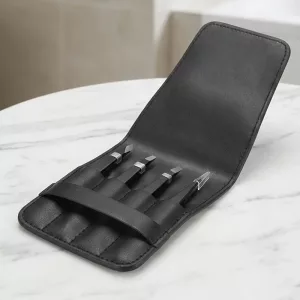 Set di 4 pinzette per sopracciglia in acciaio inossidabile con custodia