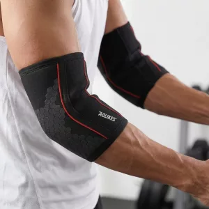 1 paio di maniche elastiche a compressione in nylon per supporto del gomito