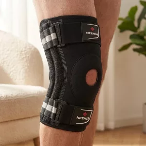 Tutore di supporto per ginocchio, fascia compressiva con cinturino per tendine rotuleo e stabilizzatori laterali