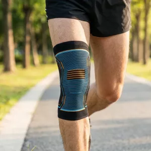 Ginocchiera traspirante antiscivolo in nylon a compressione per sport