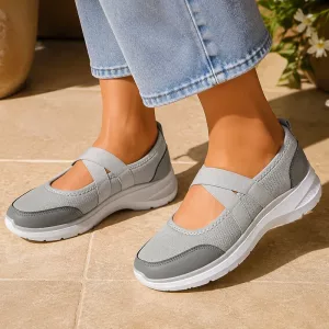 Sneakers slip-on in mesh traspirante con platform, scarpe estive casual