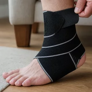 Cavigliera traspirante di supporto con fascia compressiva
