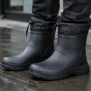 Stivali da pioggia eleganti e caldi slip-on, impermeabili e antiscivolo, con coulisse