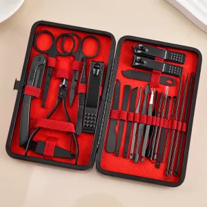Set professionale da manicure in acciaio inossidabile da 24 pezzi con custodia