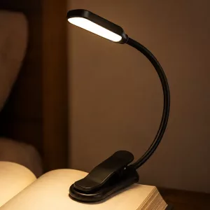 Luce da lettura ricaricabile con clip, lampada USB regolabile per libri per anziani